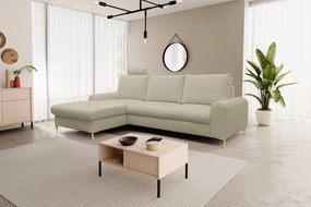 Masseno Narożnik VERONA z funkcją spania i pojemnikiem na pościel Narozniki L, Rozkładana sofa - Beżowy, LOFT 2