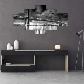 Obraz - Most Benjamina Franklina, Filadelfia, czarno  -biały (125x70 cm)