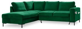Ciemnozielony aksamitny rozkładany narożnik (lewostronny) Lofty Lilly – Miuform