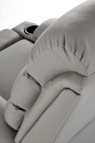 Fotel do salonu wypoczynkowy popielaty, rozkładany eco skóra PERUS