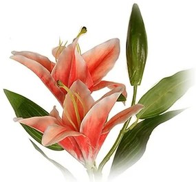 Sztuczna lilia wielkokwiatowa pomarańczowa, dwakwiaty i pączek, wys. 84 cm