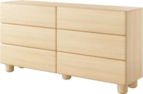 Komoda Zissa 6S – nowoczesna komoda z 6 szufladami, dąb Vicenza, pełen wysuw, bez uchwytów