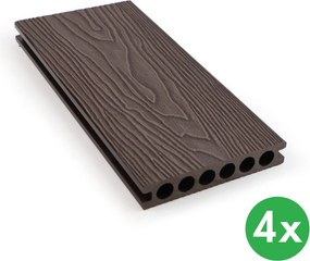 Deski tarasowe WPC, profil komorowy, 140 × 25 × 2850 mm, 4 szt., czekoladowa