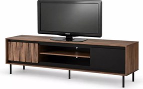 Stolik RTV Madera RTV-1 – Nowoczesny stolik pod telewizor w kolorze orzechowym z czarnymi metalowymi nogami