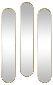 Zestaw 3 owalnych luster z metalu – 23 × 120 cm (szer. × wys.) – kolor złoty – JAYLEN