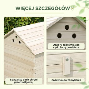 PawHut Kaczy domek z otwieranym klapowo dachem, kojec dla drobiu z podwyższoną podłogą i rampą, drewno świerkowe, 100 x 82,5 x 91 cm