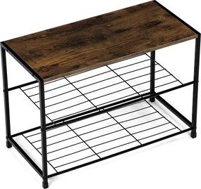 Półka na buty z 2 półkami, stare drewno