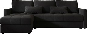 BEDANTE narożnik MOS L BIS Cosmic 100 czarny lewa z funkcją spania sofa w kształcie litery L z pojemnikiem na pościel sofa do salonu kanapa sofa rozkładana