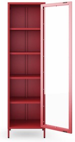 Witryna szklana do salonu wąska czerwona Modern LUIGI 500 x 1800 x 350 mm