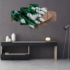 Obraz bukietu białych tulipanów (125x70 cm)