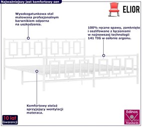 Białe metalowe łóżko małżeńskie 180x200 cm Egzo 5X