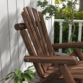 Outsunny Fotel ogrodowy, Zewnętrzny Fotel z Wysokim Oparciem, do 113 kg, Odporny na warunki atmosferyczne, Drewno Naturalne, Brązowy