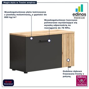 Szafka na buty z lamelami grafit + dąb evok B0-A16