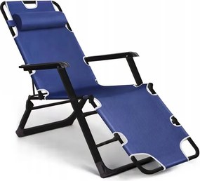 Leżak ogrodowy rozkładany Tossa DC01-BK-BU, poduszka niebieska, stelaż czarny