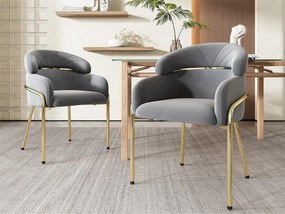 Zestaw 2 leżaków z weluru - z 4 złotymi metalowymi nogami - Szary