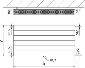 Mexen Line CCL22 grzejnik płytowy 600 x 1400 mm, podłączenie dolne środkowe, 2215 W, biały - W6C22L-060-140-00