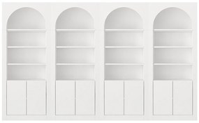 Zestaw 4 regałów z 4 przegródkami, 2-drzwiowych - Biały - CYMORA