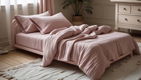 PrzytulneMieszkanie.pl PrzytulneMieszkanie.pl Muślinowe pościel MOELLIN stary róż Rozmiar pościeli: 70 x 90 cm | 140 x 200 cm