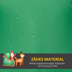 Outsunny Mikołaj na saneczkach z reniferem, dmuchany, z białym oświetleniem LED, 210 x 80 x 140 cm