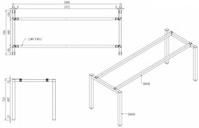 Stół PRIMO SQUARE 2000 x 800 x 750, czereśnia + 2x port blatowy TYP III, czarny