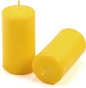 Żółte świece słupkowe 5x10 cm, 16 sztuk, długi czas palenia