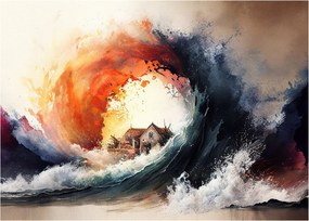 Obraz na szkle - W wirze powodzi, akwarela (70x50 cm)