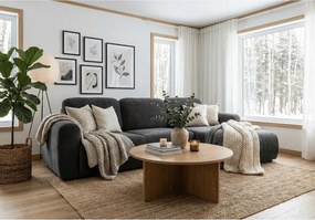 Stylowy narożnik rozkładany prawostronny BINGO L 245x148x87 cm w tkaninie Kronos 34 szarej