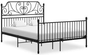 Czarne metalowe łóżko z zagłówkiem w stylu loft 140x200 cm - Hadson