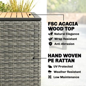 Outsunny Skrzynia ogrodowa 450 L technorattan wodoodporna z pokrywą FSC sprężyny gazowe wkładka | Aosom PL