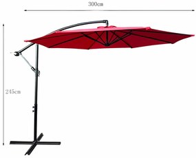 Czerwony okrągły parasol ogrodowy P7-G78