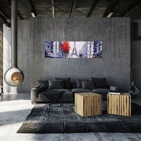 Obraz ulicy w Paryżu, obraz olejny (170x50 cm)