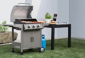 Grill gazowy OKLAHOMA BBQ, 4 palniki, z reduktorem, srebrny Penta CZ