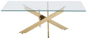 Stolik kawowy z hartowanego szkła i pozłacanego metalu - Przeźroczysty - COSIMA