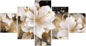 Obraz - Kwiaty w kolorze złotym (125x70 cm)