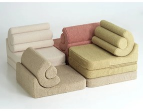 Jasnobrązowy fotel dziecięcy z materiału bouclé Flipster – Wigiwama
