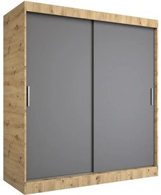 Szafa przesuwna 180 cm dąb artisan + antracyt - Erco 5X