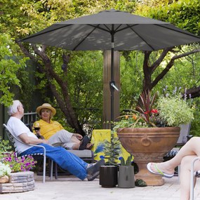 Outsunny Parasol Ø270 cm Regulowany Balkonowy z Korbką UV 50+ Ogrodowy Ciemnoszary | Aosom PL