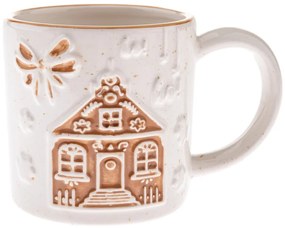 Biały ceramiczny kubek ze świątecznym motywem Christmas cottage – Dakls