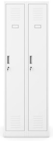 Szafka pracownicza metalowa socjalna czterokomorowa biała: KACPER II, 600 x 1800 x 500 mm