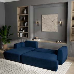 Masseno Narożnik SENTI z funkcją spania i pojemnikiem na pościel Narozniki L, Rozkładana sofa - Niebieski, KRONOS 09