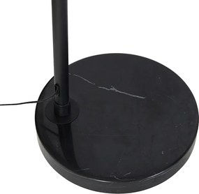 Nowoczesna lampa łukowa czarna z białym, regulowanym kloszem - XXL