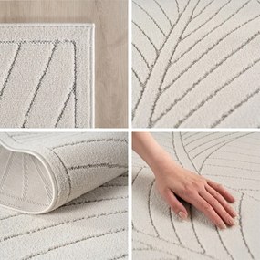 Dywan uniwersalny Nova 3D Listki kremowy 80 cm x 250 cm