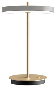 Jasnoszara lampa stołowa LED ze ściemniaczem i metalowym kloszem (wysokość 31 cm) Asteria Move – UMAGE