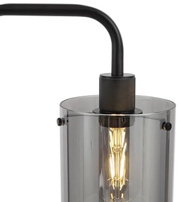 Designerska lampa podłogowa czarna z przydymionym szkłem - Domo Nowoczesny Oswietlenie wewnetrzne