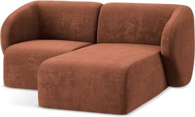 Narożnik z tkaniny szenilowej (prawostronny/z szezlongiem) w kolorze terakoty Lani – Makamii