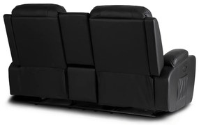Sofa Rozkładana Dwuosobowa ALPINE Czarna Ekoskóra Nowoczesna do Salonu