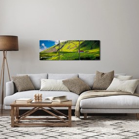 Obraz górskiego krajobrazu (z zegarem) (90x30 cm)