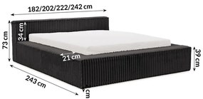 Czarne tapicerowane łóżko dwuosobowe ze schowkiem ze stelażem 160x200 cm Cloe – Ropez