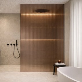 Ścianka prysznicowa ryflowana ARTE WELLE XXL Brown szkło brązowe ryflowane | Różne rozmiary : Kolor profili kabiny - chrom / srebrny, Rozmiar - 90 x 300 cm