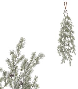 Sztuczna zwisająca gałąź świerkowa z szyszkami, 100 cm, pokryta szronem